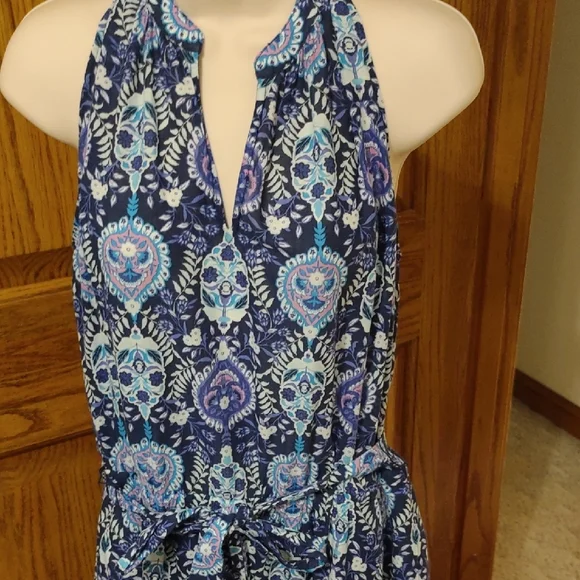 Talbots Blue and Purple Floral Maxi Dress - Picture 3 of 12